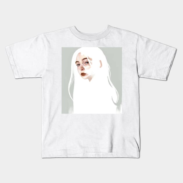 White Hair Kids T-Shirt by Ontav